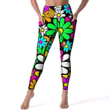 Retro Flower Leggings High Waist with pockets | LuxeLine