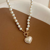 Elegant Pearl Necklace - Heart Pendant | Lustreline