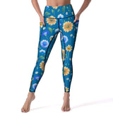 Retro Flower Leggings High Waist with pockets | LuxeLine