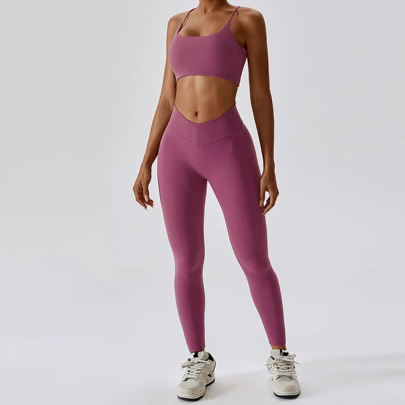 Back Bra High Waist Leggings Suit | Siren