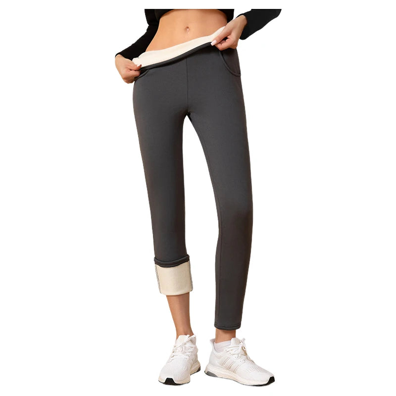 Women's winter fleece-lined high-waist skinny leggings | Lambora