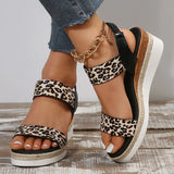 Leopard Wedge Heel Sandals | Glida