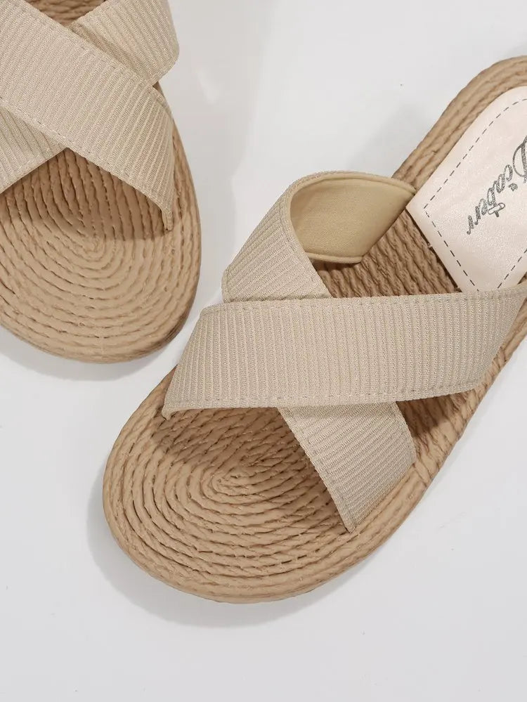 Straw Flat Slippers | Hemp