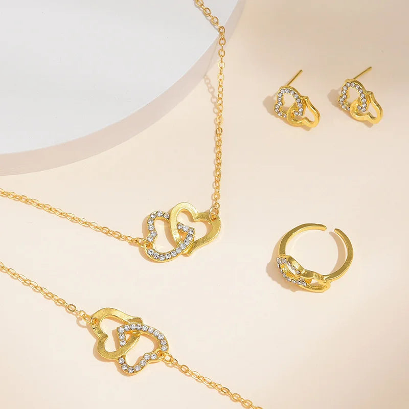 Heart Shaped Jewelry Sets Of Ring Earrings Necklace | Meshi