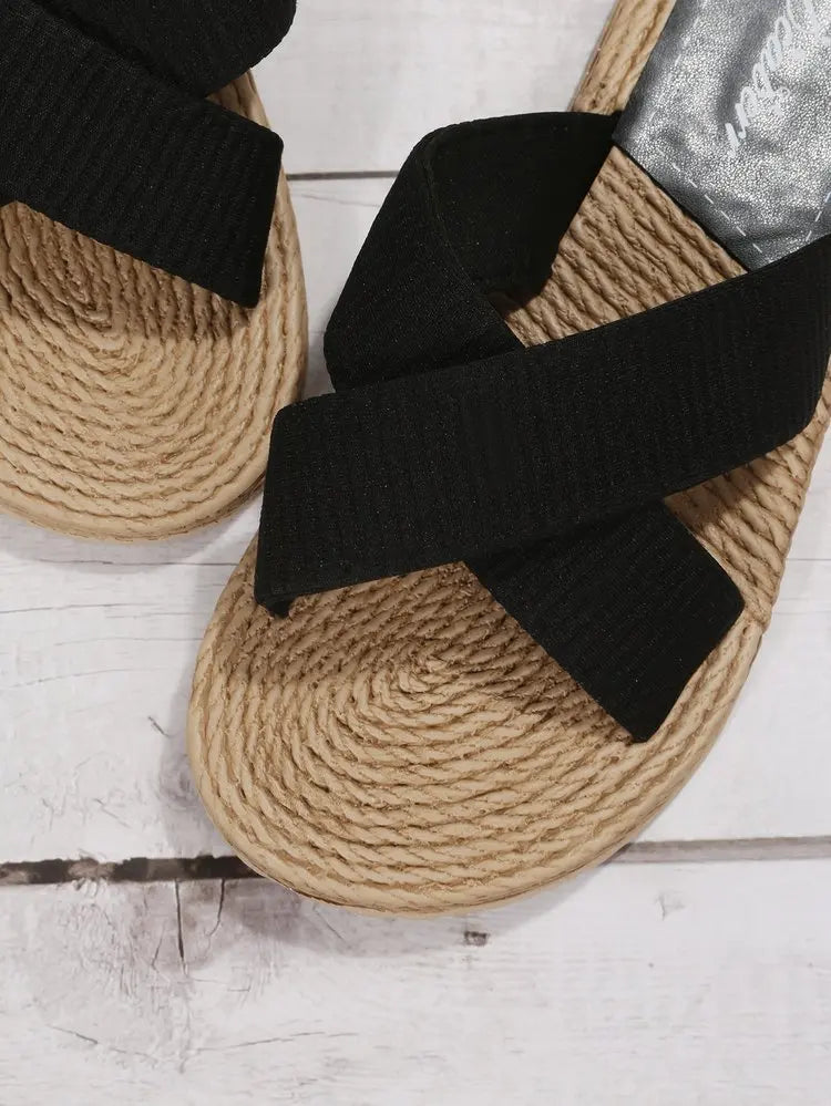 Straw Flat Slippers | Hemp