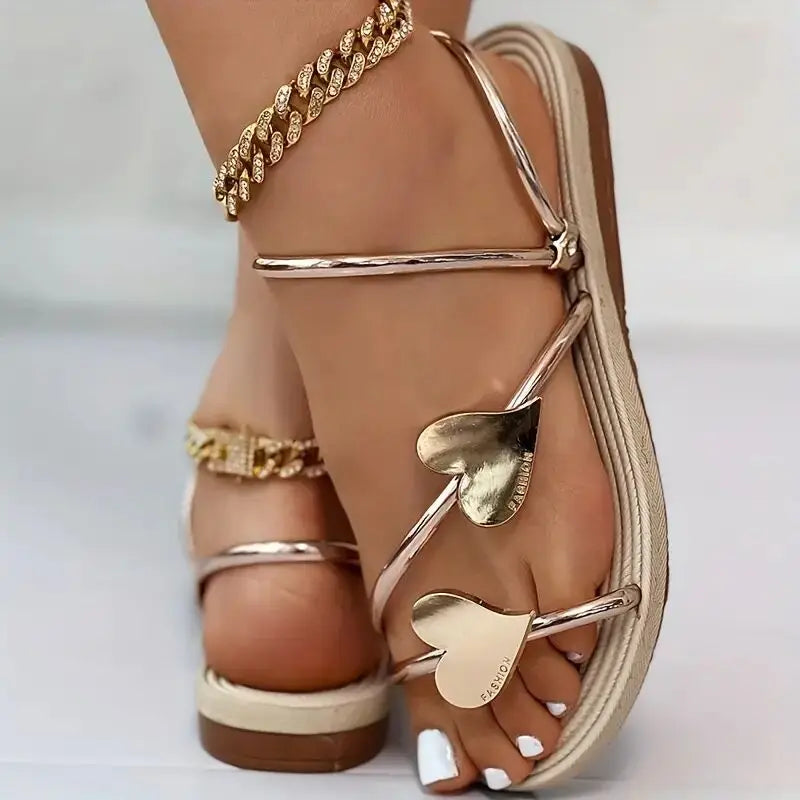 Heart Flat Sandals | Malka