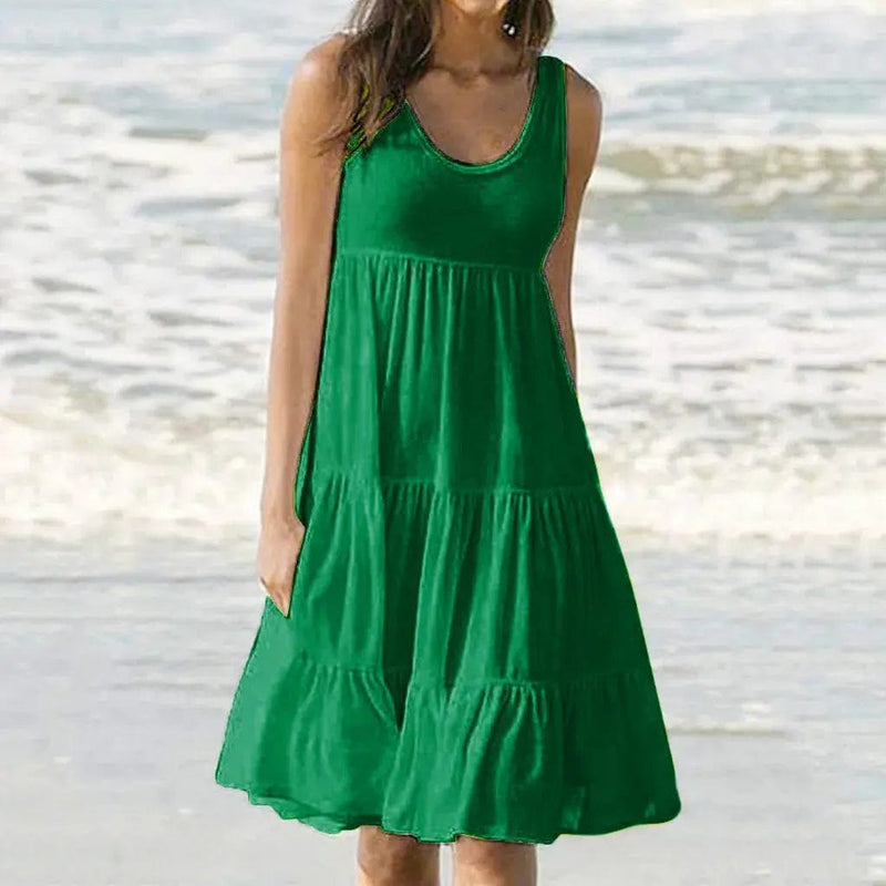 Sleeveless Ruffles Loose Beach Dress Women - Chicy Boutique