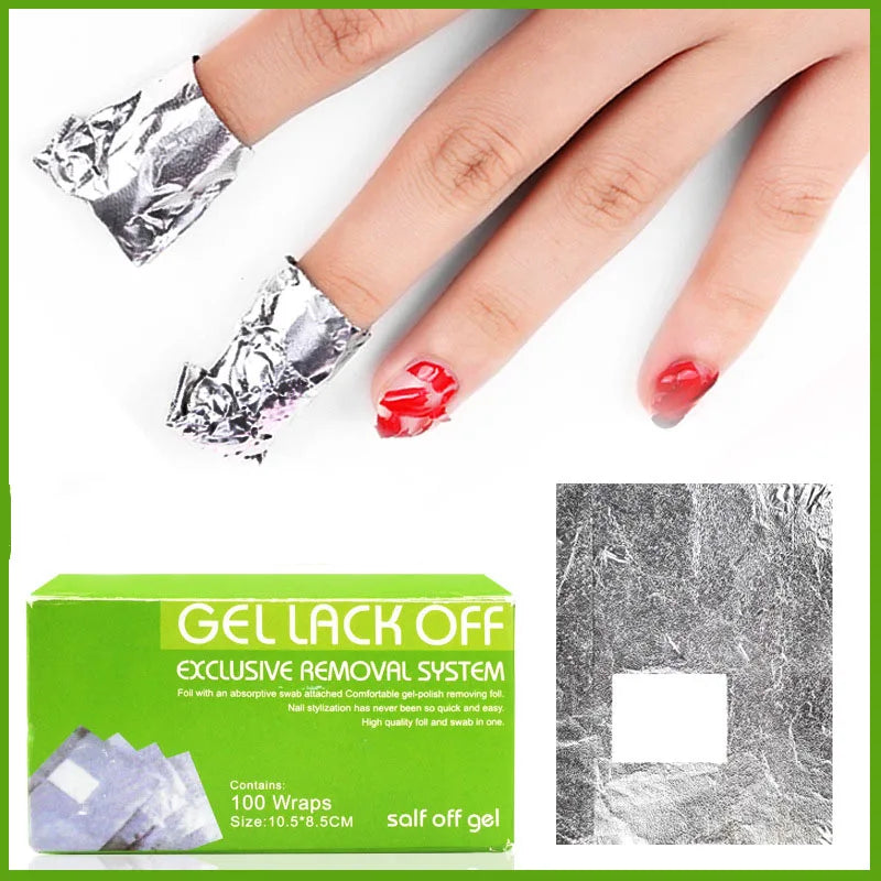 100Pcs/Pack Gel Nail Polish Remover Wraps