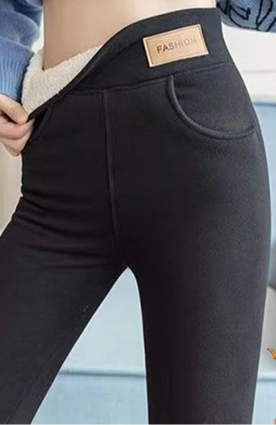 Women's winter fleece-lined high-waist skinny leggings | Lambora