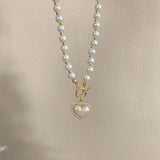 Elegant Pearl Necklace - Heart Pendant | Lustreline