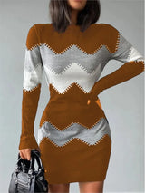 Print Slim Knitted Dress | Hazely