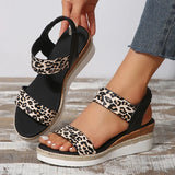 Leopard Wedge Heel Sandals | Glida