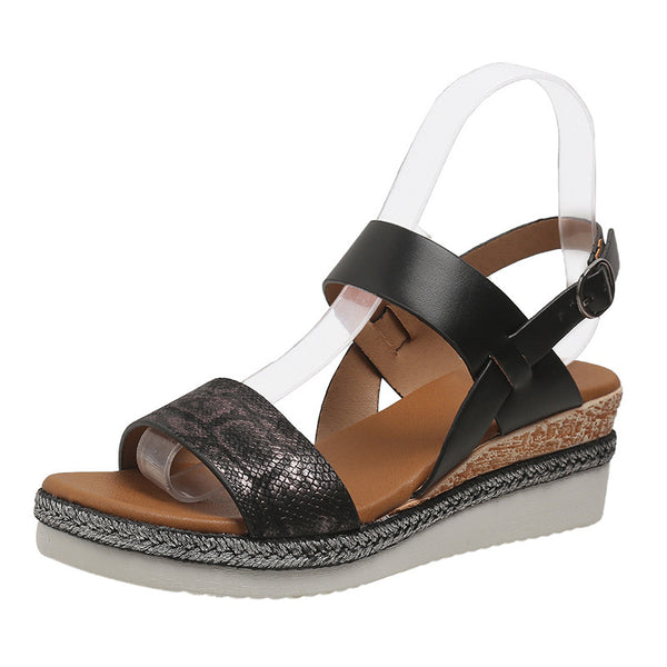 New Wedge Round Toe Wide Strap Sandals For Women - Chicy Boutique