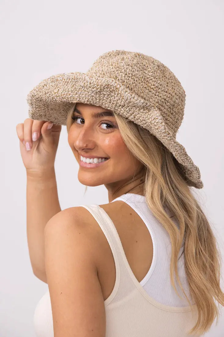 Brown White Weaving Straw Hat - Chicy Boutique