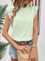 Sleeveless Chiffon Top With A Fashionable Ruffled Neckline - Chicy Boutique