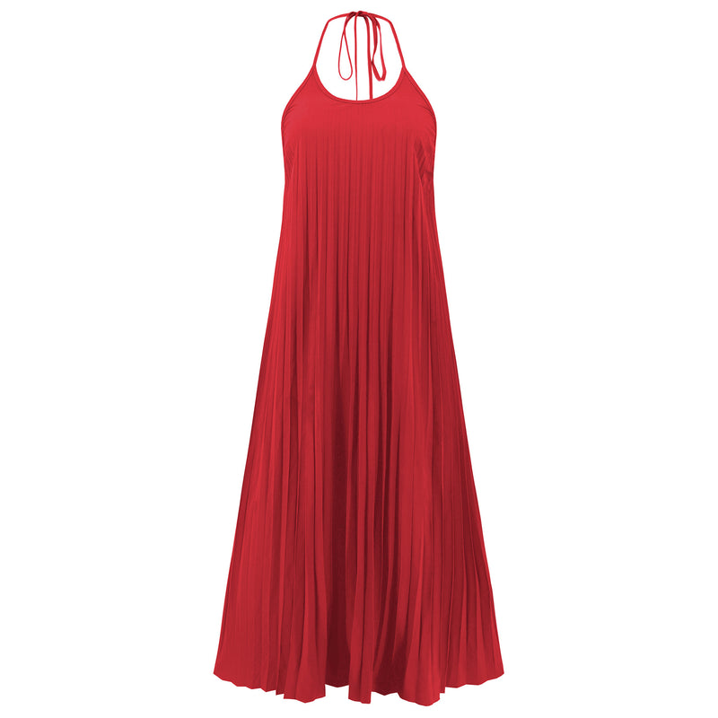 Pleated Suspender Long Dress | Sharokh