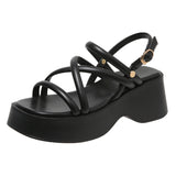 Roman Sandals Women's Platform Cross Strap Sandals - Chicy Boutique